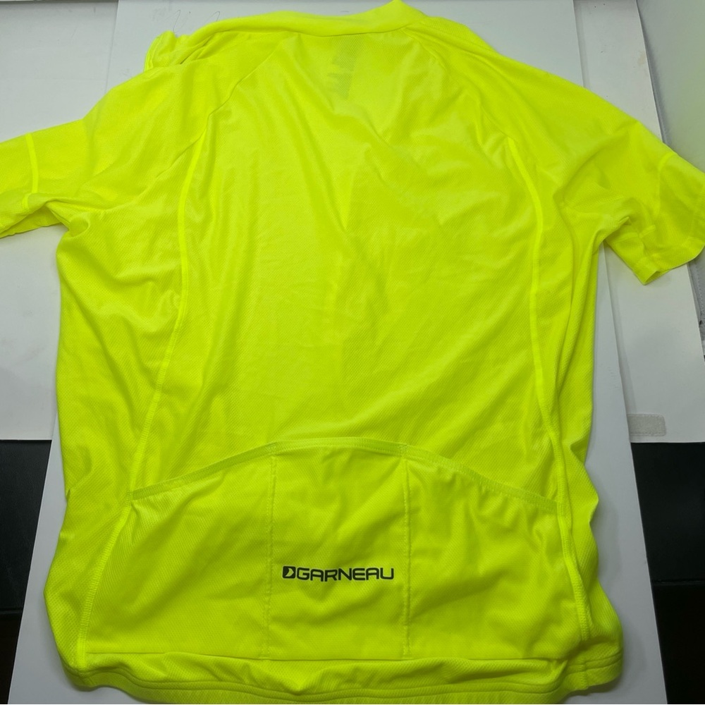 Louis Garneau Cycling Shirt Jersey XL Bike Full Zip Neon Green High Visibility - Picture 4 of 5
